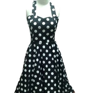 Elegant Black and White Polka Dot Midi Dress